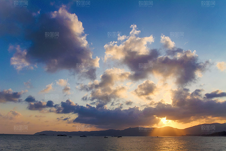 夕阳红色天空落日自然风景