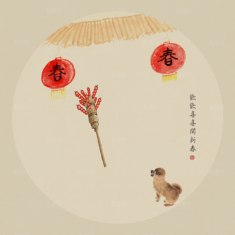 中式工笔画设计背景