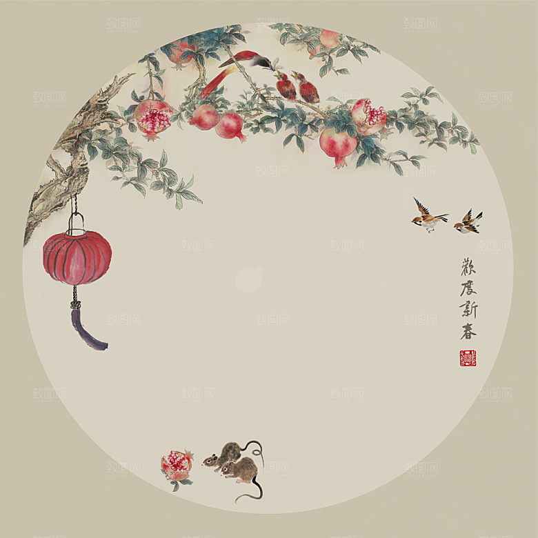 中式工笔画设计背景