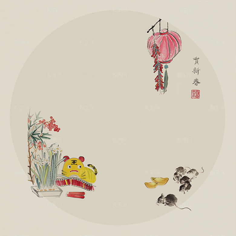 中式工笔画设计背景