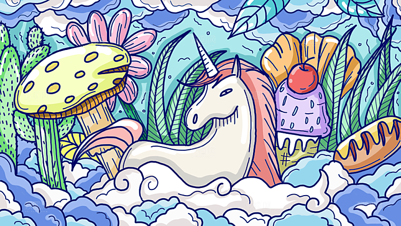 涂鸦机器人太空插画动漫海报