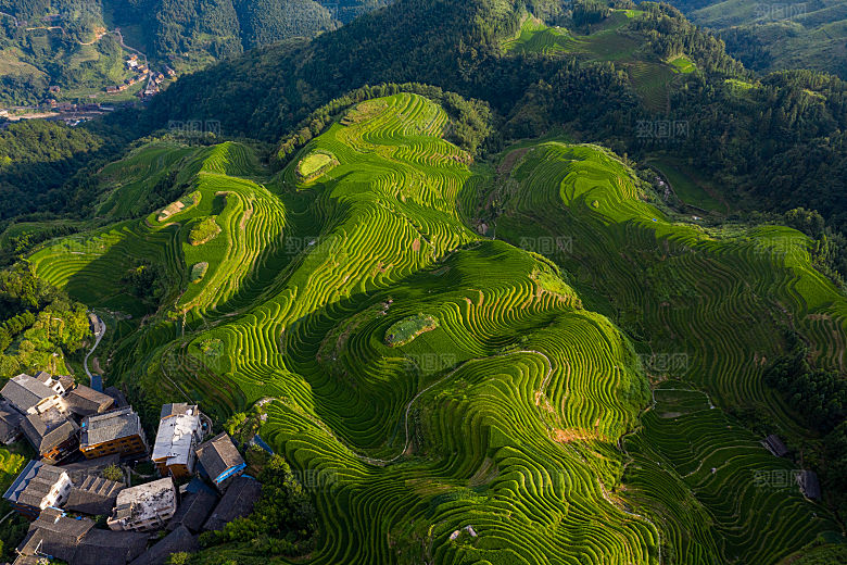 自然风景梯田村庄田园摄影
