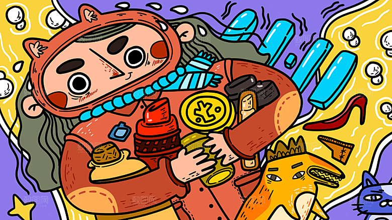 涂鸦蒸汽机器人太空插画漫画海报