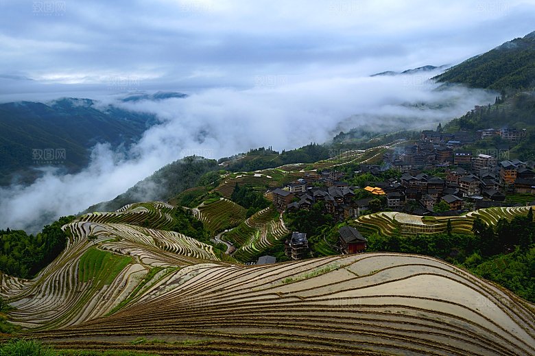 自然风景梯田村庄田园摄影
