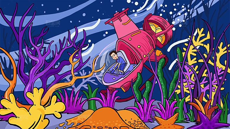 涂鸦蒸汽机器人太空插画漫画海报