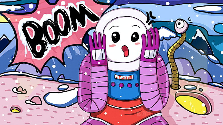 涂鸦蒸汽机器人太空插画漫画海报