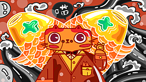 涂鸦蒸汽机器人太空插画漫画海报