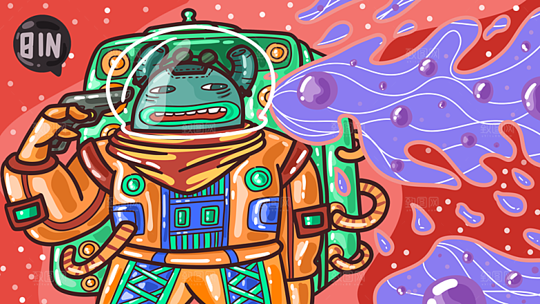 涂鸦蒸汽机器人太空插画漫画海报