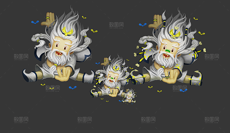 古风武侠人物场景原画老顽童