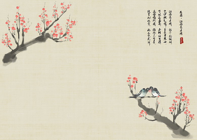 中式工笔画设计背景素材