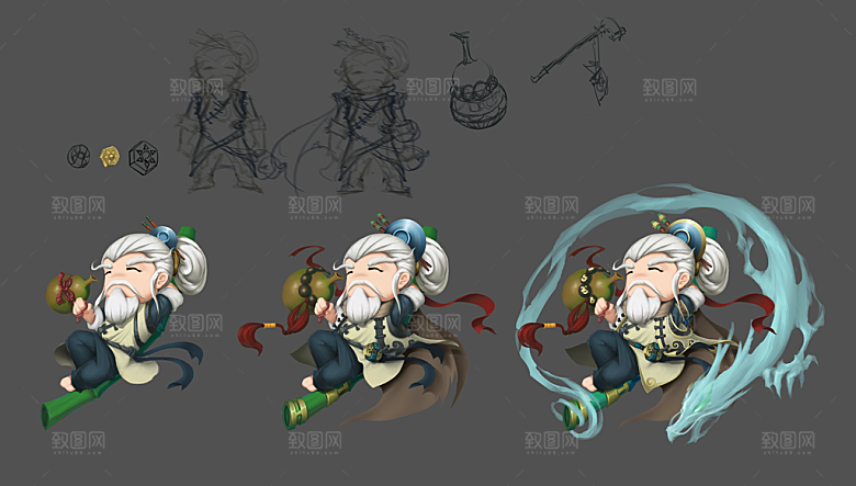古风武侠人物场景原画七公原画