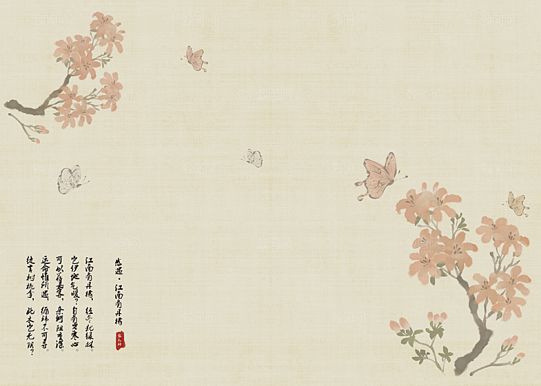 中式工笔画设计背景素材