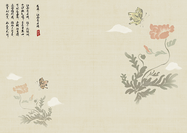 中式工笔画设计背景素材