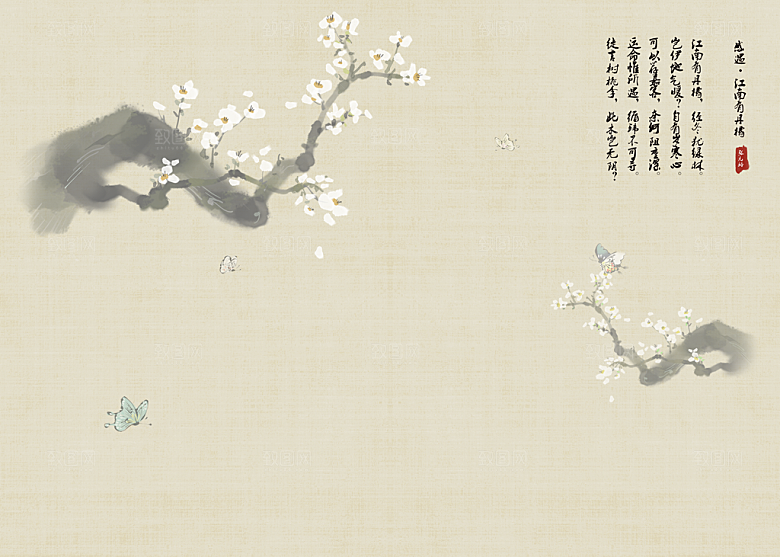 中式工笔画设计背景素材