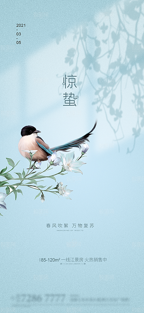 中国24节气惊蛰高端手机海报