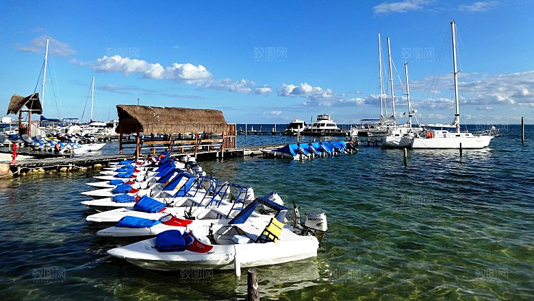 自然风景蓝色海边海岸海岛沙滩湖泊