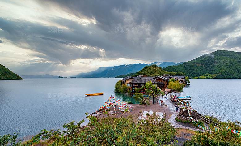 泸沽湖海边江景河流沙滩海岸