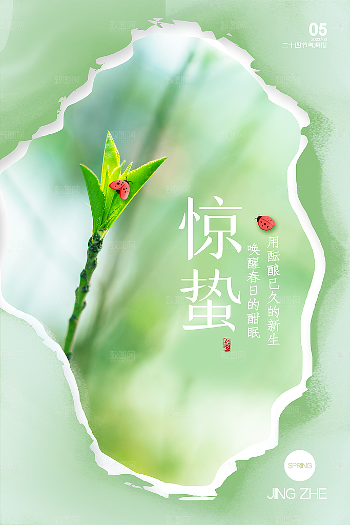 中国传统节气惊蛰手机海报