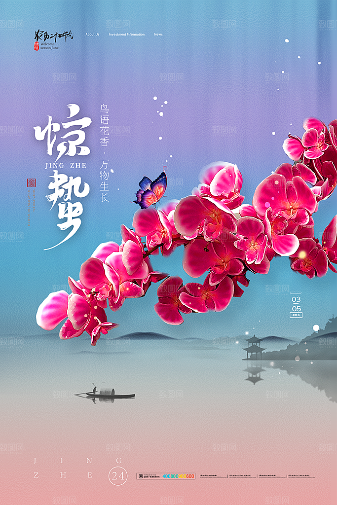 中国传统节气惊蛰手机海报