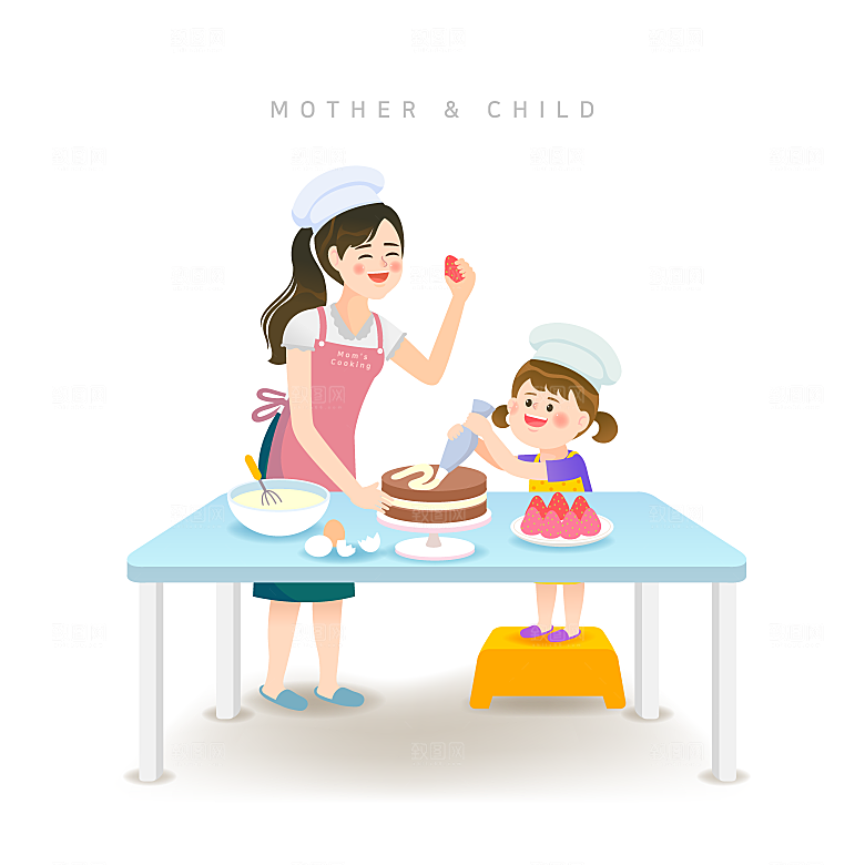 亲子时光插画AI矢量设计素材