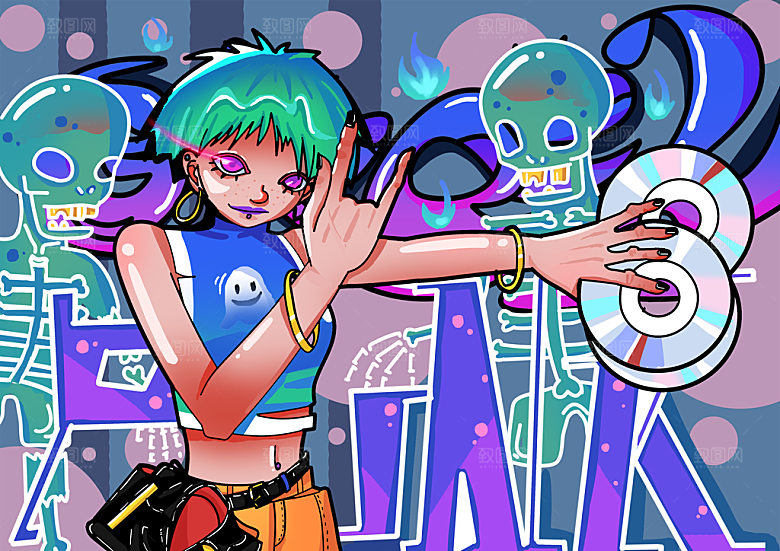 涂鸦简约大气插画漫画海报