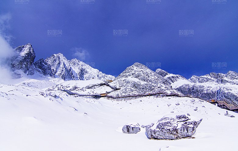 冰川风雪雪山云海风景