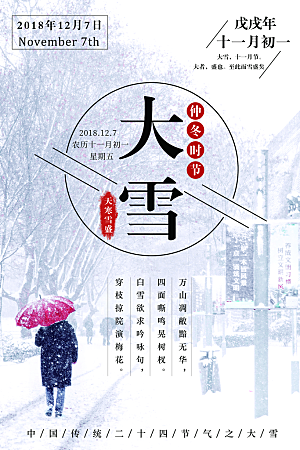 中国传统节气大雪插画海报