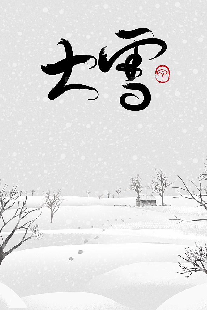 中国传统节气大雪插画海报