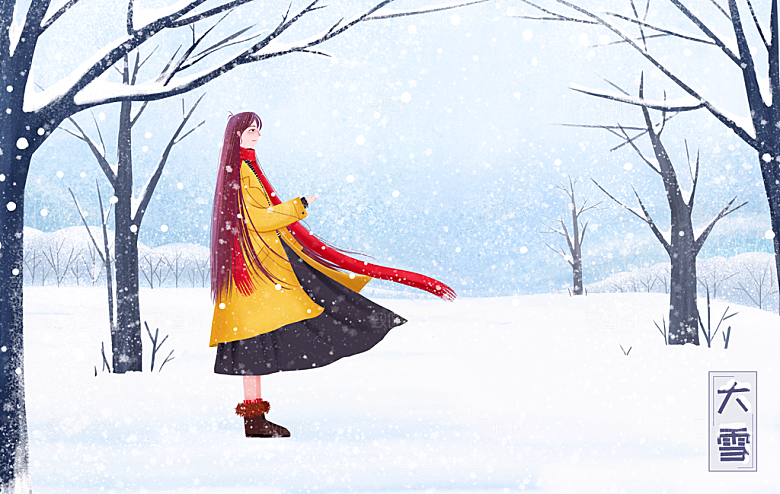 中国传统节气大雪插画海报