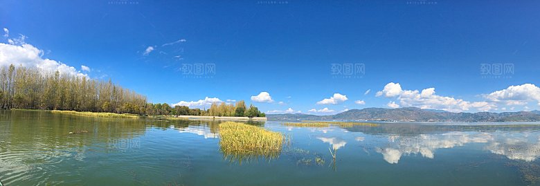 湖泊湖边海景自然风景