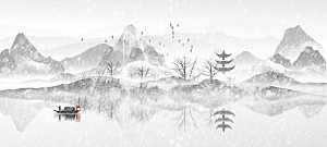 中国传统节气大雪插画海报