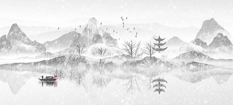 中国传统节气大雪插画海报