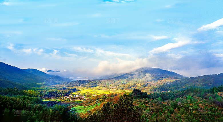 城市村庄村子俯瞰图