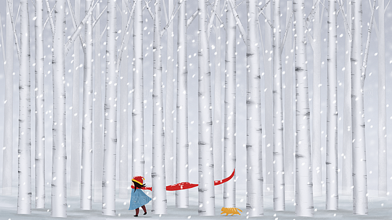 中国传统节气大雪插画海报