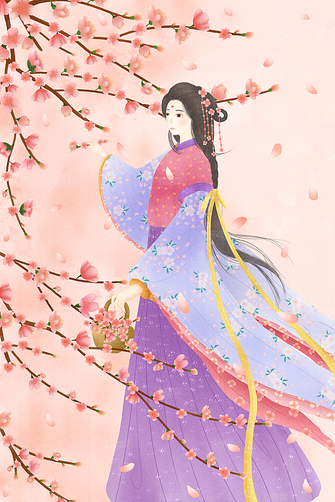 中国古风古装少女汉服海报