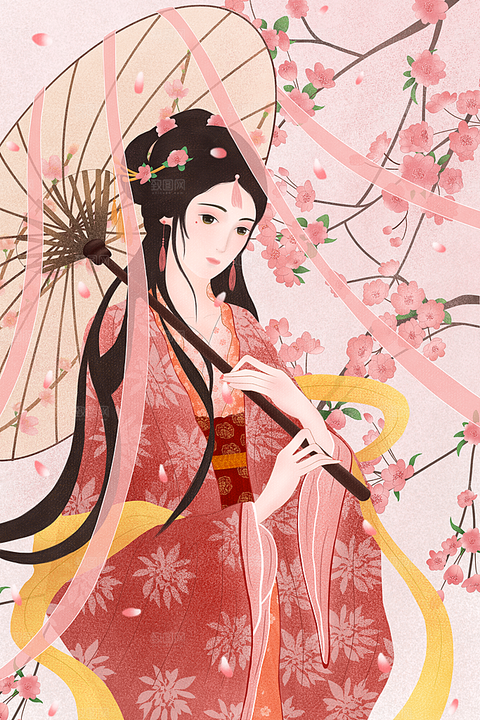 中国古风古装少女汉服海报