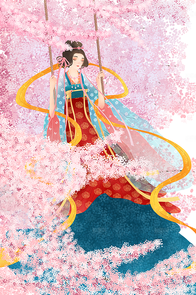 中国古风古装少女汉服海报
