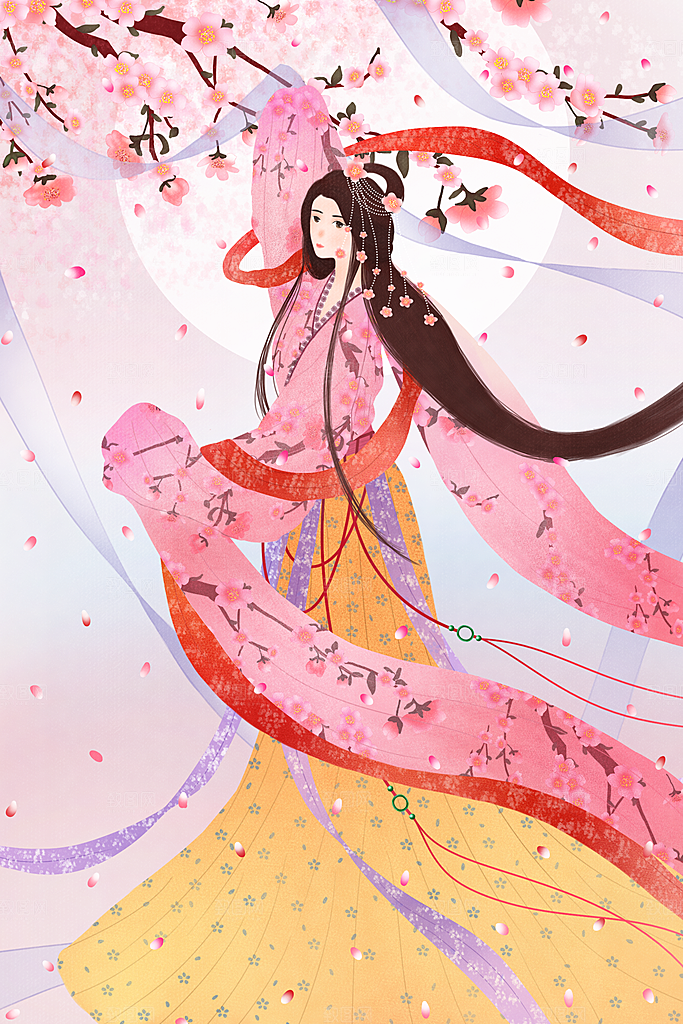 中国古风古装少女汉服海报