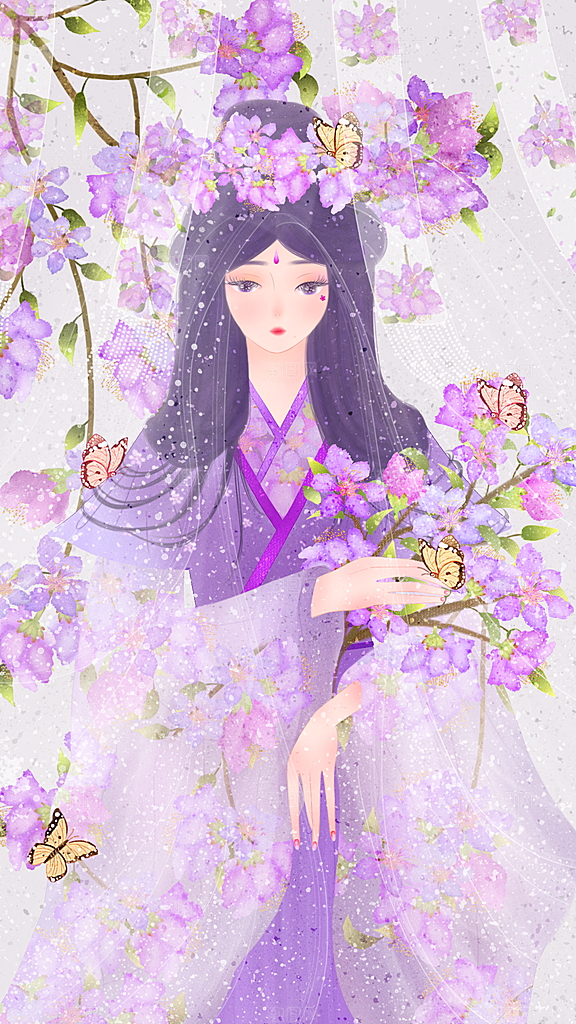 中国古风古装少女汉服海报
