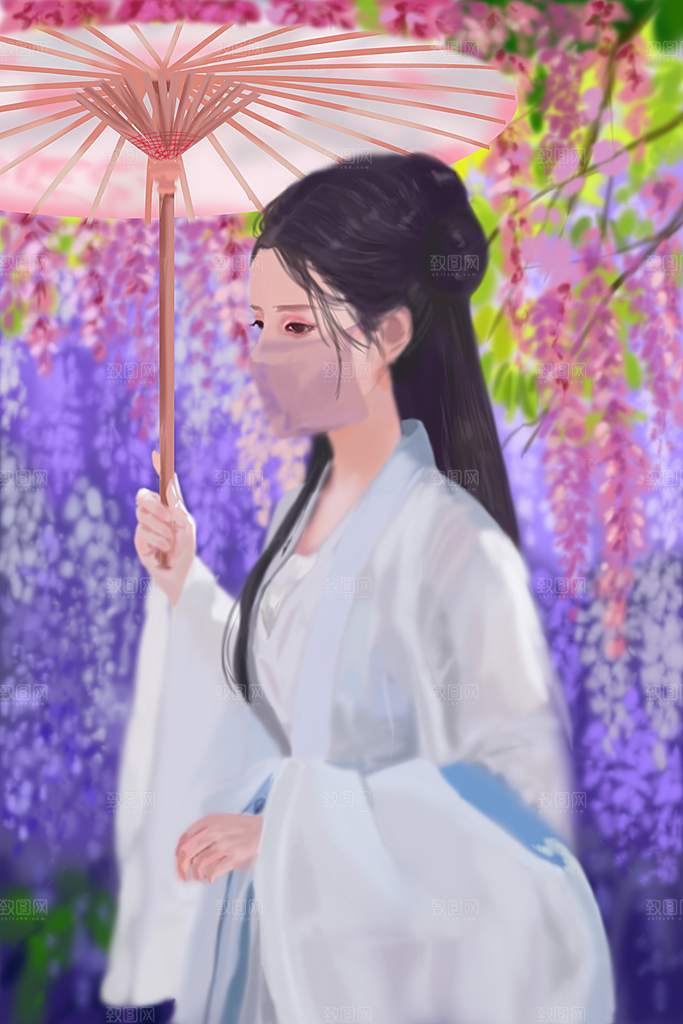 中国古风古装少女汉服海报