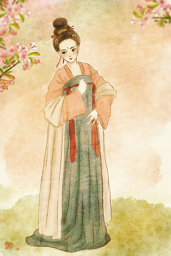 中国古风古装少女汉服海报