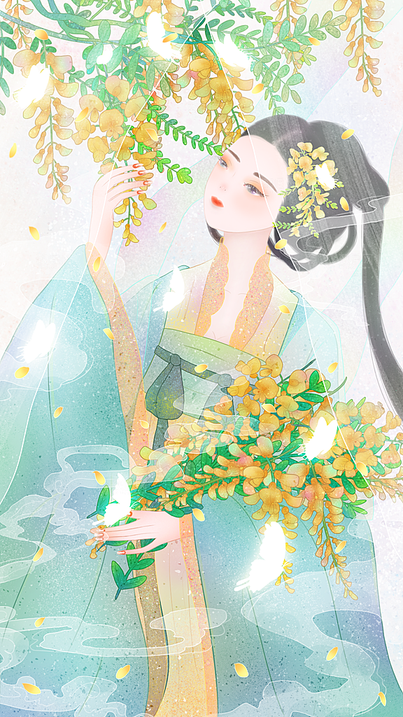 中国古风古装少女汉服海报