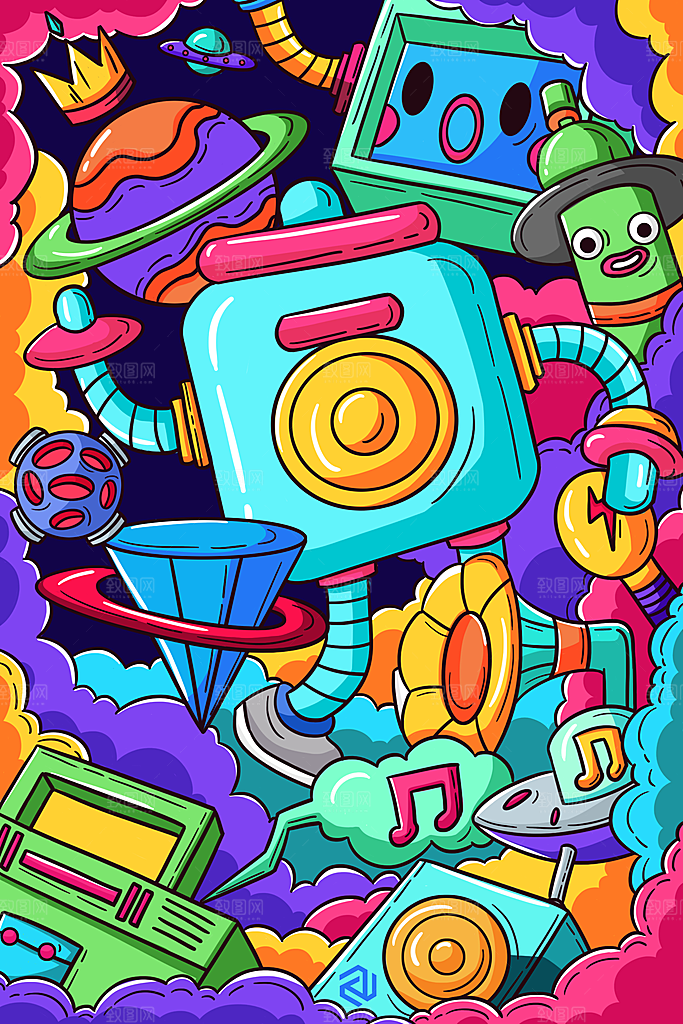 潮流创意涂鸦插画海报
