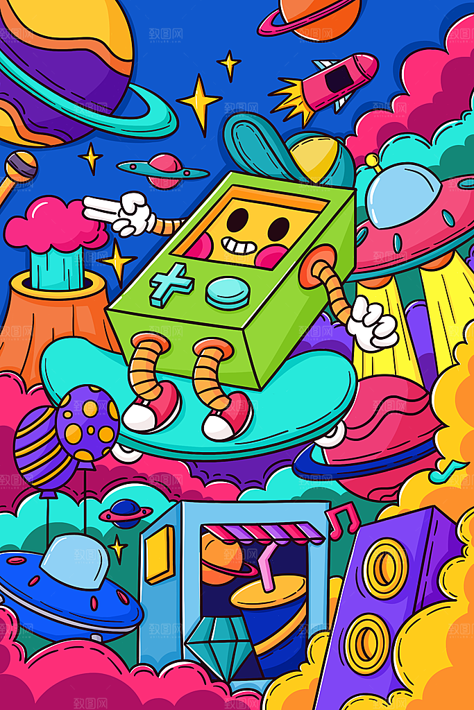 潮流创意涂鸦插画海报