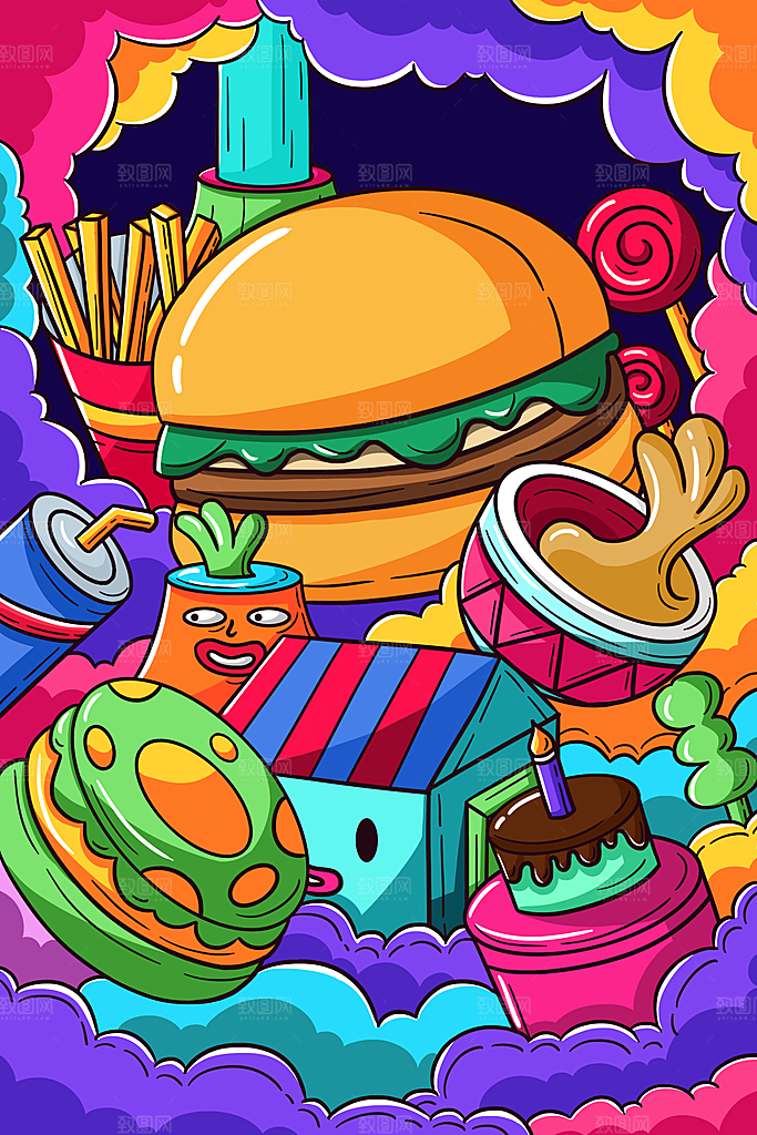 潮流创意涂鸦插画海报