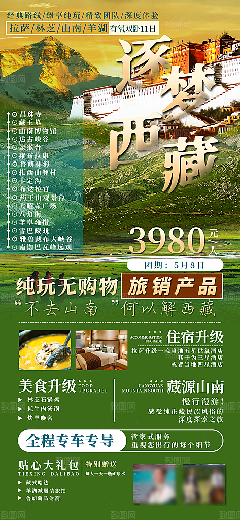 西藏美景旅行旅游高端手机海报