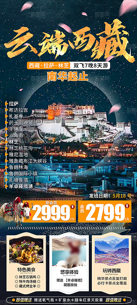 西藏旅行旅游高端手机海报