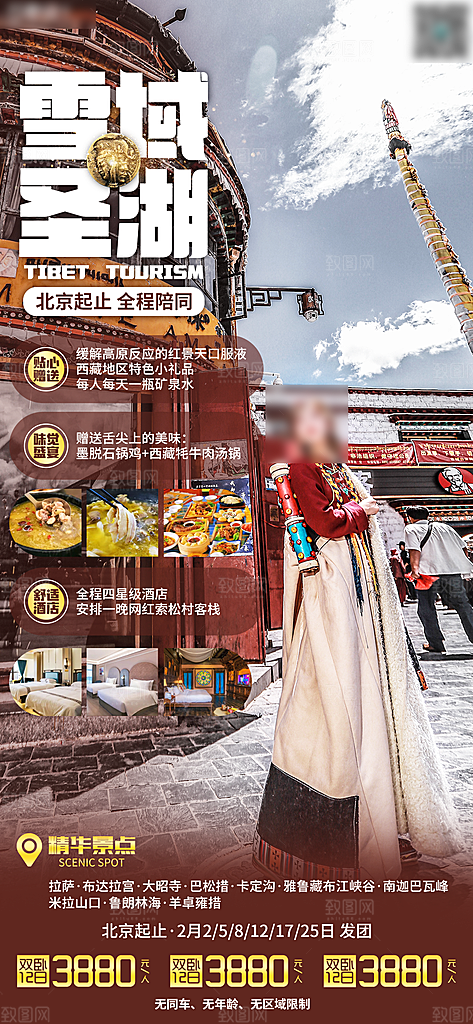西藏旅行旅游高端手机海报