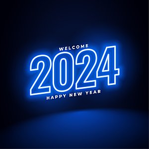 2024蓝色荧光新年海报