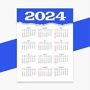 2024龙年日历矢量模板